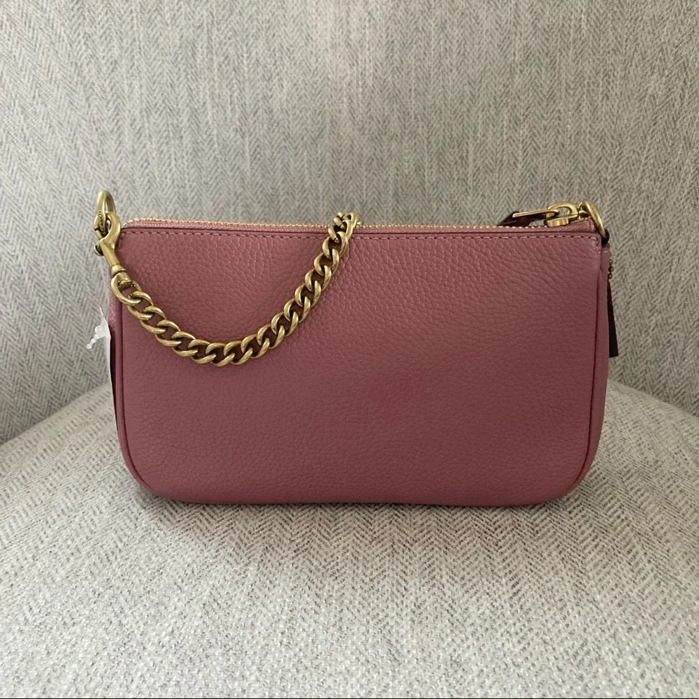 Coach Chain Leather Flower Crossbody Bag Wristlet Clutch - Picture 7 of 10